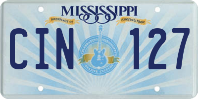 MS license plate CIN127