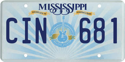 MS license plate CIN681