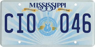 MS license plate CIO046