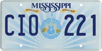 MS license plate CIO221