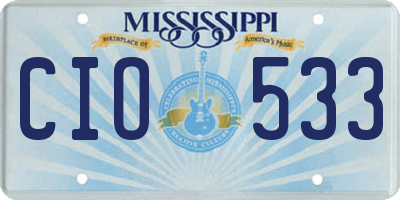 MS license plate CIO533