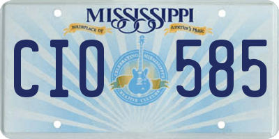 MS license plate CIO585
