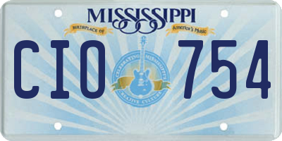 MS license plate CIO754