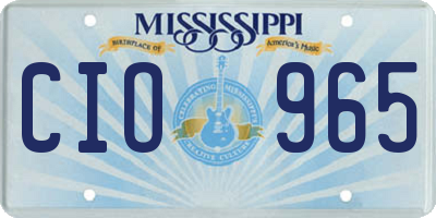 MS license plate CIO965