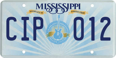 MS license plate CIP012