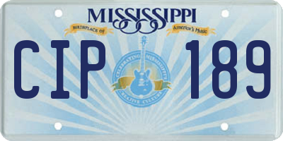 MS license plate CIP189