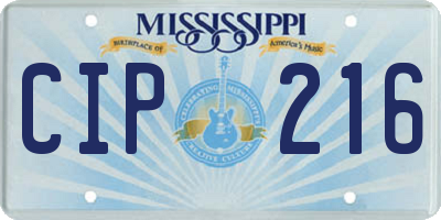 MS license plate CIP216