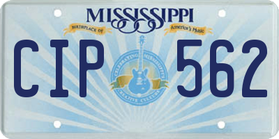 MS license plate CIP562