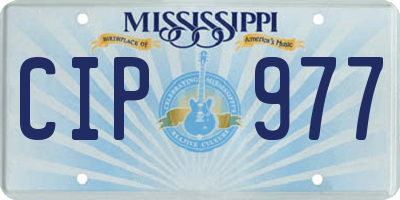 MS license plate CIP977
