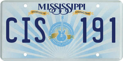 MS license plate CIS191