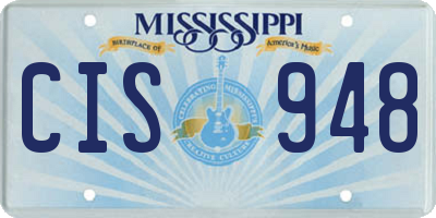 MS license plate CIS948