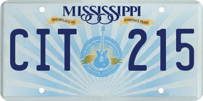 MS license plate CIT215