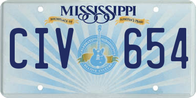 MS license plate CIV654