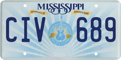 MS license plate CIV689
