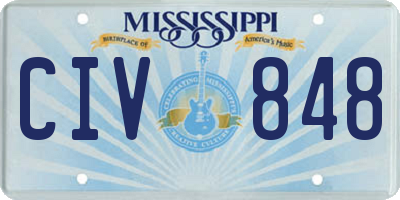 MS license plate CIV848