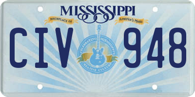 MS license plate CIV948