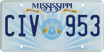MS license plate CIV953