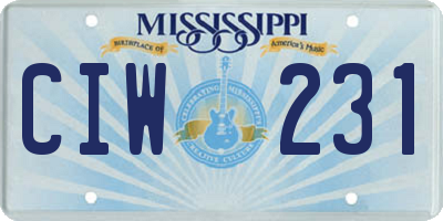 MS license plate CIW231