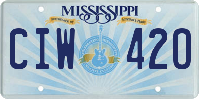 MS license plate CIW420