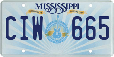 MS license plate CIW665