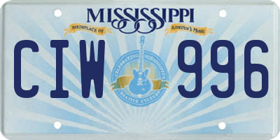 MS license plate CIW996
