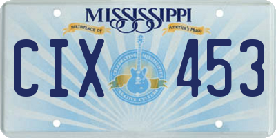 MS license plate CIX453