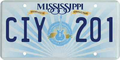 MS license plate CIY201