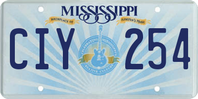 MS license plate CIY254