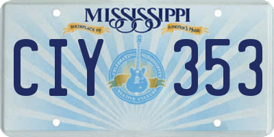 MS license plate CIY353