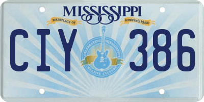 MS license plate CIY386