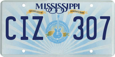 MS license plate CIZ307