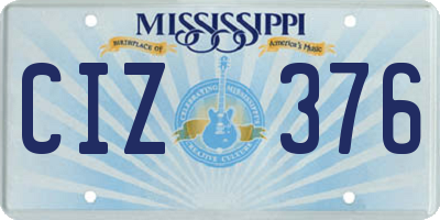 MS license plate CIZ376