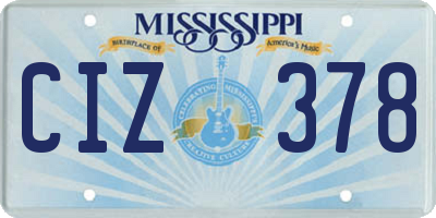 MS license plate CIZ378