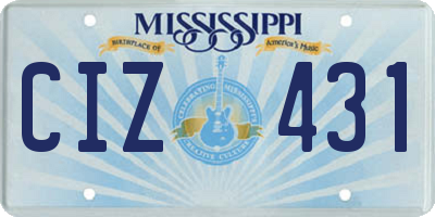 MS license plate CIZ431