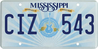 MS license plate CIZ543