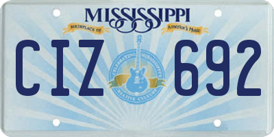 MS license plate CIZ692