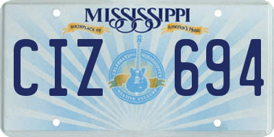 MS license plate CIZ694