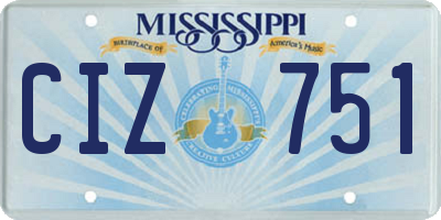MS license plate CIZ751