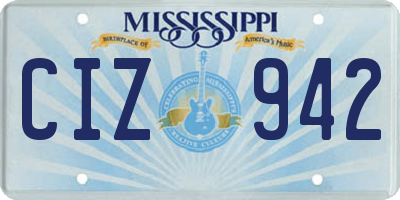 MS license plate CIZ942