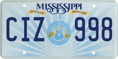 MS license plate CIZ998