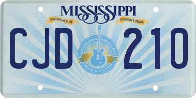 MS license plate CJD210