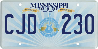 MS license plate CJD230