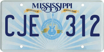 MS license plate CJE312