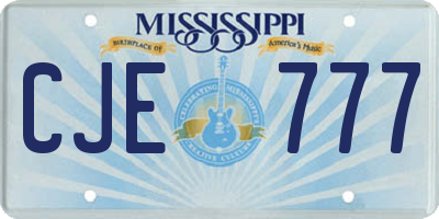 MS license plate CJE777