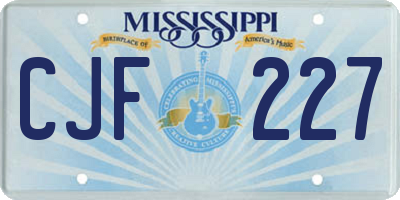 MS license plate CJF227