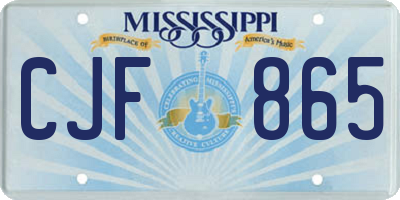 MS license plate CJF865