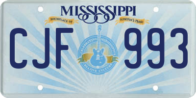 MS license plate CJF993