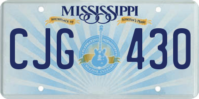 MS license plate CJG430