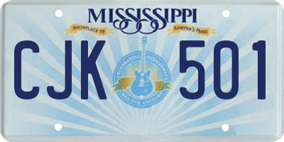 MS license plate CJK501