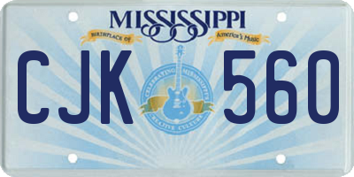MS license plate CJK560